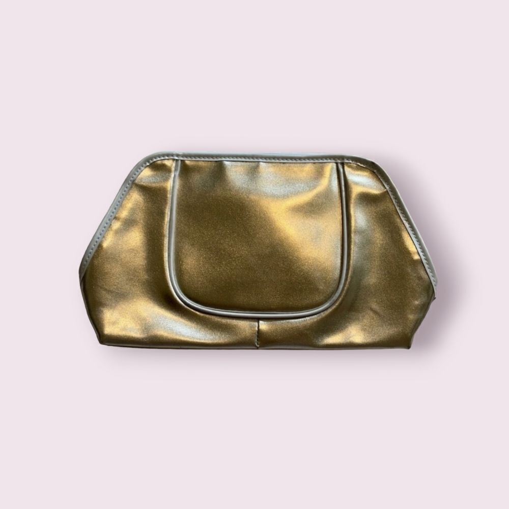 Lancôme Metallic Gold Makeup Bag Cosmetic Pouch Travel Case EUC - Picture 3 of 8